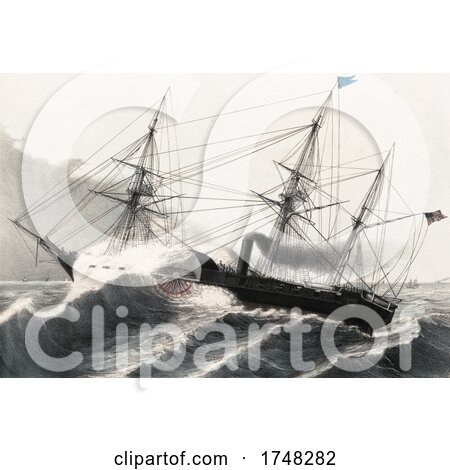 The US Steam Frigate Mississippi in the Gulf of Mexico March 1847 by JVPD