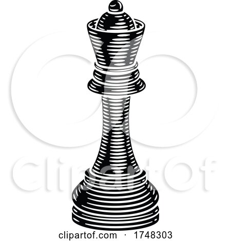 Queen Chess Piece Vintage Woodcut Style Concept by AtStockIllustration