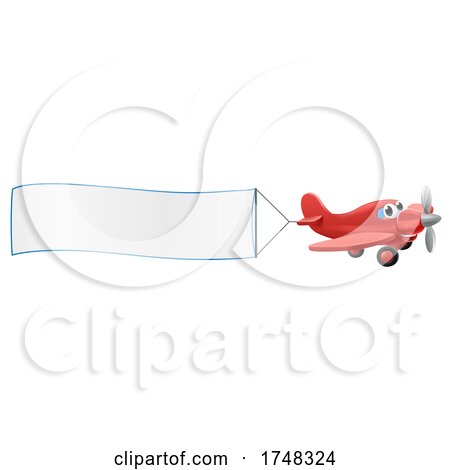 Airplane Pulling Banner Cartoon Character by AtStockIllustration