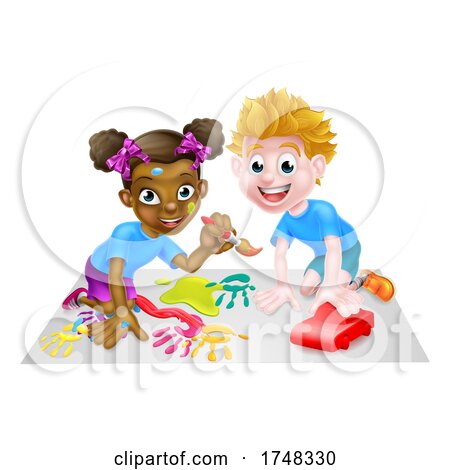 Boy and Girl Playing by AtStockIllustration
