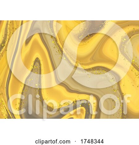Abstract Liquid Marble Background with Gold Glitter by KJ Pargeter