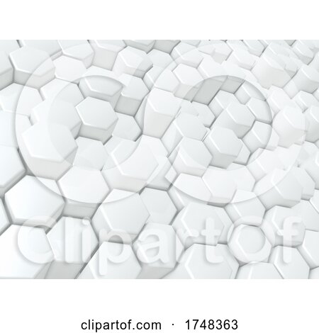 3D Abstract Background with Glossy Extruding Hexagons by KJ Pargeter