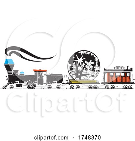 Woodcut Style Lunar Locomotive by xunantunich