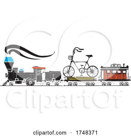 Woodcut Style Bicycle Locomotive by xunantunich