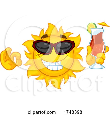 Summer Sun Character with a Cocktail by Hit Toon