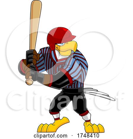 Bald Eagle Mascot Baseball Player Batting by Hit Toon