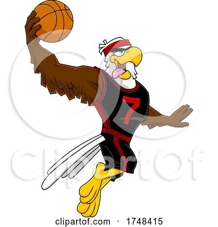Bald Eagle Mascot Dunking a Basketball by Hit Toon