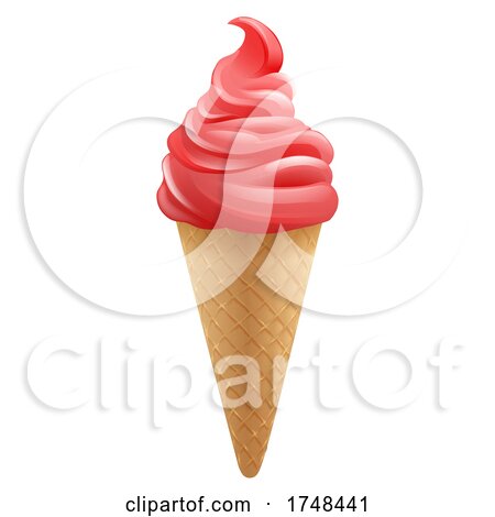 Ice Cream Strawberry Frozen Yogurt Icecream Cone by AtStockIllustration