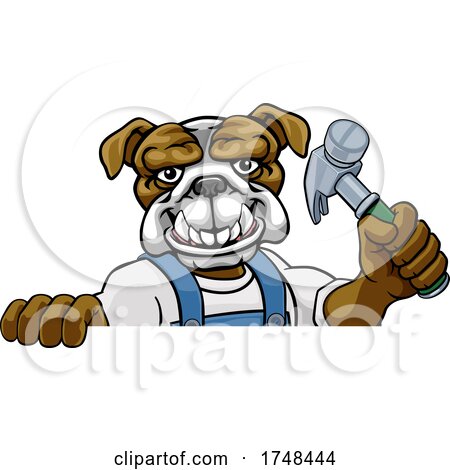 Bulldog Carpenter Handyman Builder Holding Hammer by AtStockIllustration