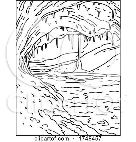 Wind Cave National Park Located in the Southwestern Corner of South Dakota United States Mono Line or Monoline Black and White Line Art by patrimonio