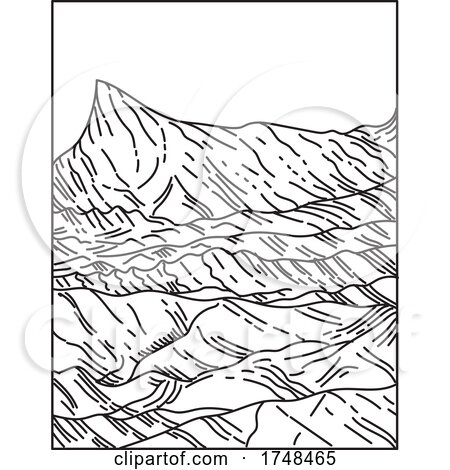 Death Valley National Park That Straddles the California Nevada Border East of the Sierra Nevada United States Mono Line or Monoline Black and White Line Art by patrimonio