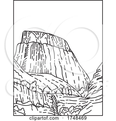 The Golden Throne Within Capitol Reef National Park Located in Wayne County; Utah United States Mono Line or Monoline Black and White Line Art by patrimonio