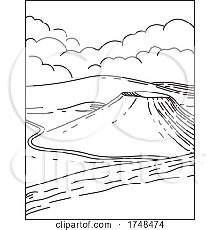 Mauna Kea a Dormant Volcano Located in Hawaii Volcanoes National Park on the Island of Hawaii United States Mono Line or Monoline Black and White Line Art by patrimonio
