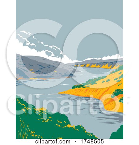 Lake Berryessa Within in Berryessa Snow Mountain National Monument in Yolo and Napa County California United States WPA Poster Art by patrimonio