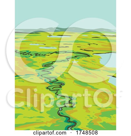 A River Snaking Its Way Through the Tundra in Southeast Cape Krusenstern National Monument Located in Alaska United States WPA Poster Art by patrimonio