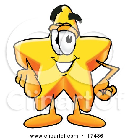 Clipart Picture of a Star Mascot Cartoon Character Pointing at the Viewer by Toons4Biz
