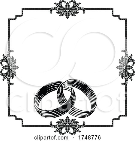 Wedding Band Rings Intertwined Woodcut Invite by AtStockIllustration