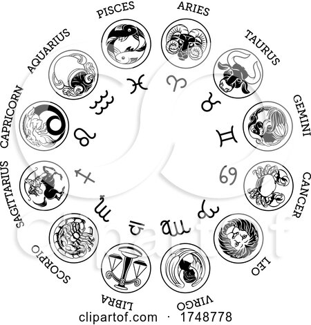 Astrological Horoscope Zodiac Star Signs Icon Set by AtStockIllustration