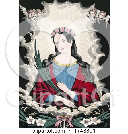 Saint Philomena Holding a Palm with Angels Arrows and an Anchor by JVPD