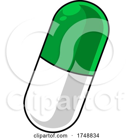 Cartoon Green and White Pill by Hit Toon