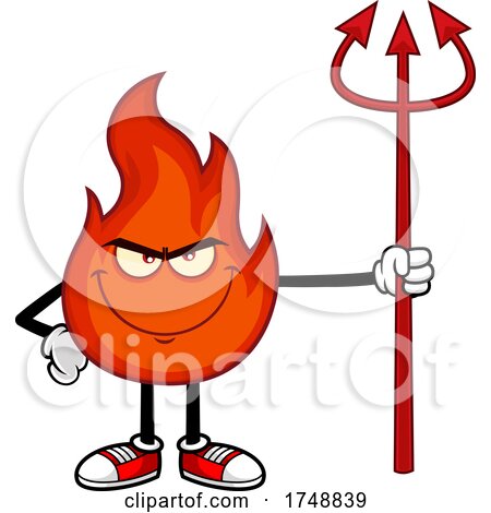 Cartoon Flame Character with a Devil Pitchfork by Hit Toon