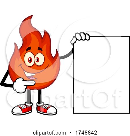 Cartoon Flame Character Holding a Sign by Hit Toon