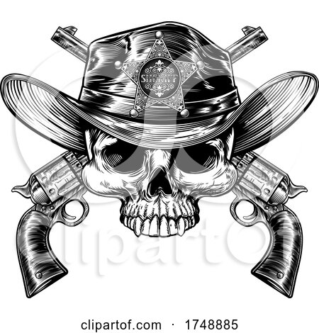 Skull and Crossed Pistols Sheriff by AtStockIllustration