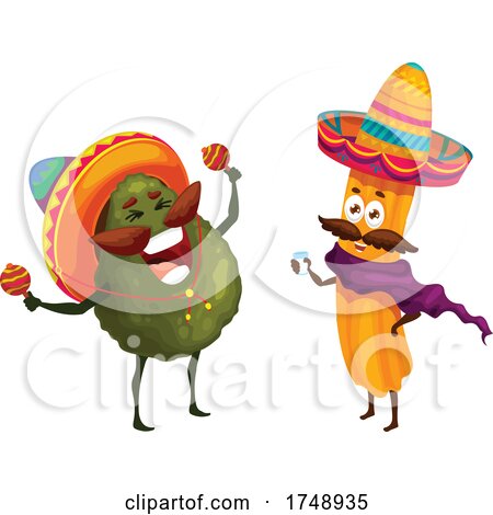 Mexican Avocado and Churro Mascots by Vector Tradition SM