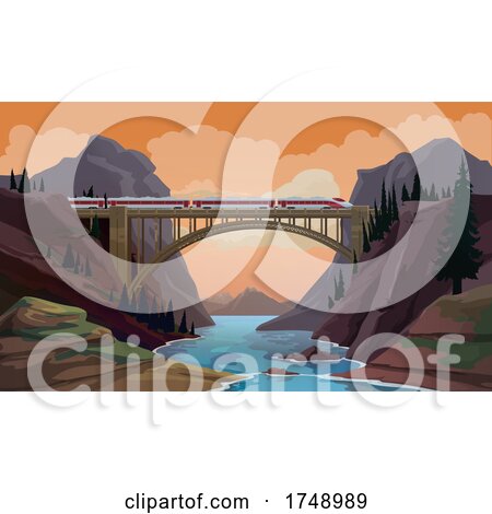 Train Crossing a River by Vector Tradition SM