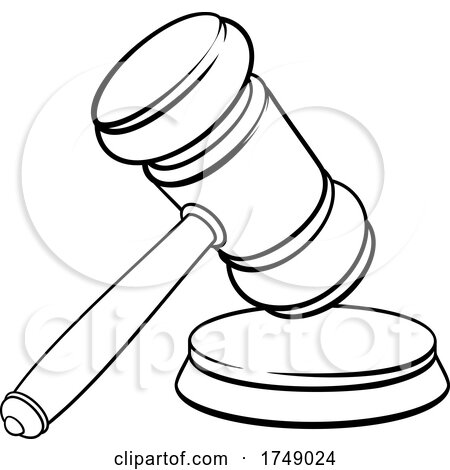 Judge Hammer Wooden Gavel and Base Cartoon by AtStockIllustration