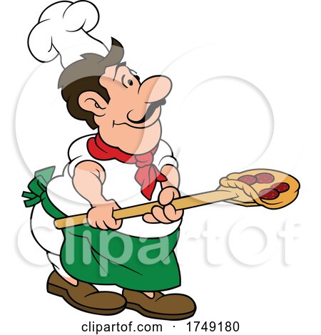 Cartoon Italian Chef Cooking Pizza by dero