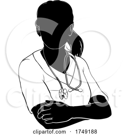 Doctor Nurse Woman Scrubs Silhouette by AtStockIllustration