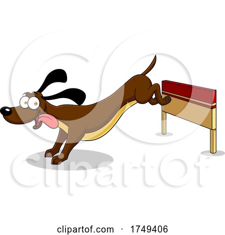 Cartoon Dog Jumping a Hurdle by Hit Toon