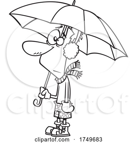 Cartoon Black and White Man Confused with the Weather by toonaday
