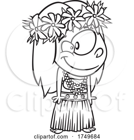 Cartoon Black and White Tahitian Girl by toonaday