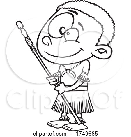 Cartoon Black and White Tahitian Boy by toonaday