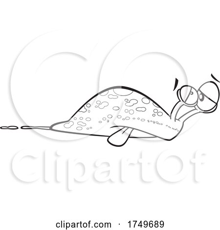 Cartoon Black and White Tired Slug by toonaday