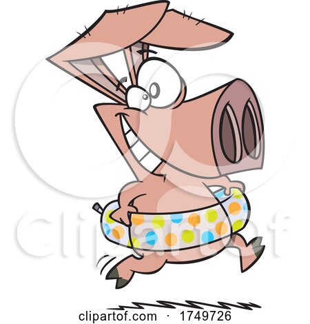 Cartoon Beach Hog with an Inner Tube by toonaday