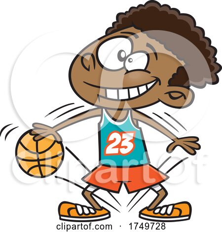 Cartoon Boy Dribbling a Basketball by toonaday