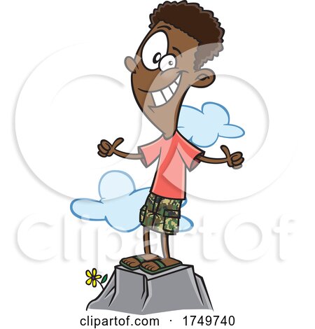 Cartoon Positive Boy or Man on a Mountain by toonaday