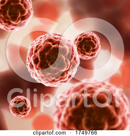 3D Medical Background with Abstract Virus Cells on Cellular Background by KJ Pargeter