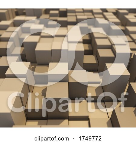 3D Abstract Landscape of Extruding Cubes with Shallow Depth of Field by KJ Pargeter