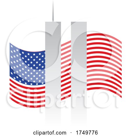 Twin Towers and American Flag by KJ Pargeter