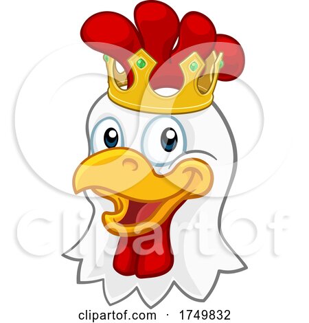 King Chicken Rooster Cockerel Bird Crown Cartoon by AtStockIllustration