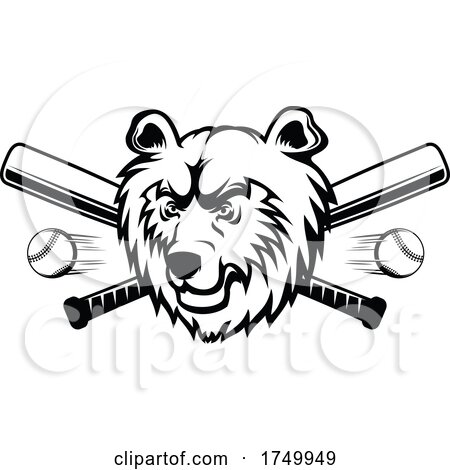 Black and White Bear Baseball Mascot by Vector Tradition SM