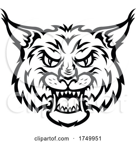 Black and White Wildcat Mascot by Vector Tradition SM
