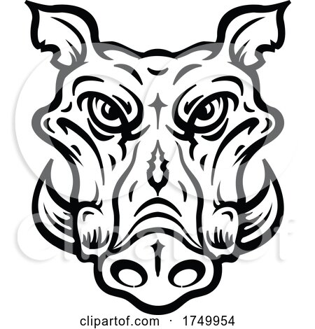 Black and White Boar Mascot by Vector Tradition SM