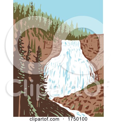Rustic Falls on Glen Creek Within Yellowstone National Park Within Yellowstone National Park Wyoming USA WPA Poster Art by patrimonio