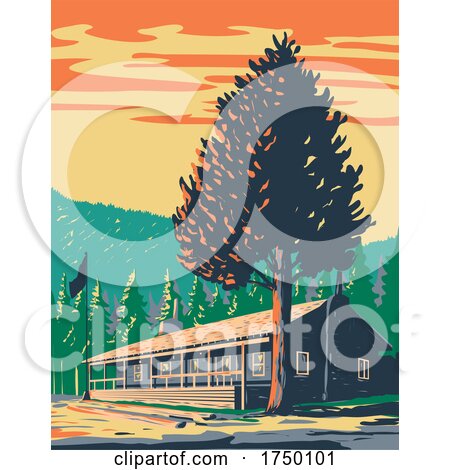 Roosevelt Lodge Cabins Located in the Tower Roosevelt Area Within Yellowstone National Park Teton County Wyoming USA WPA Poster Art by patrimonio