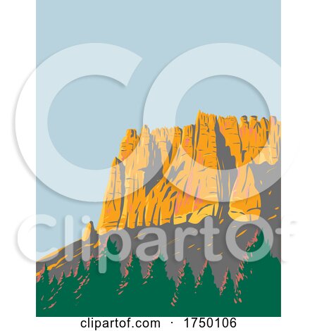Clarno Palisades in Clarno Unit of John Day Fossil Beds National Monument Located in Oregon USA WPA Poster Art by patrimonio